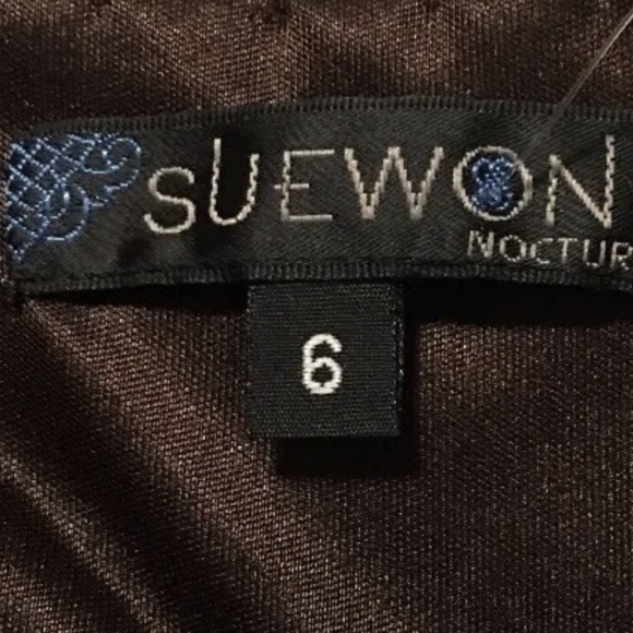 Sue Wong Brown Satin Beaded Slip Dress - Picture 9 of 10